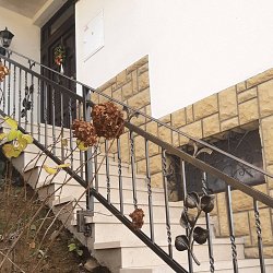 Kované zábradlie s lipovým konárikom.